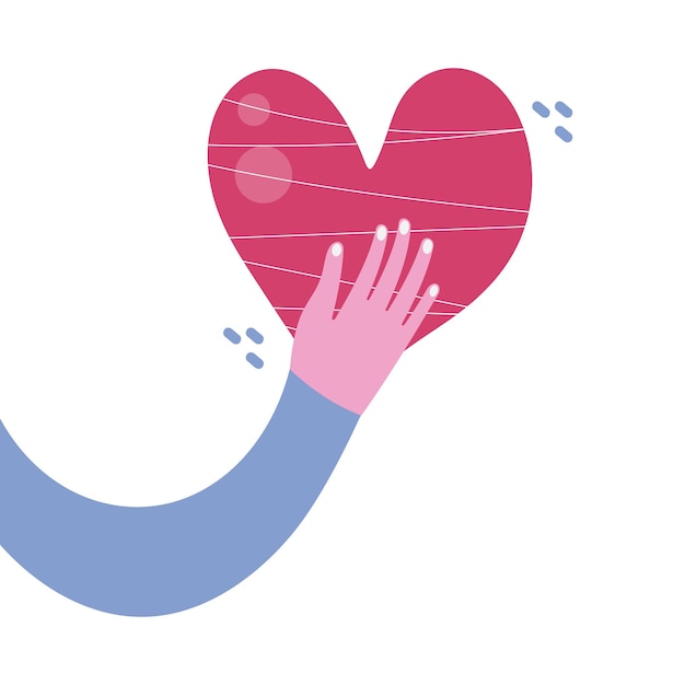La mano que sostiene el corazón aislado en fondo blanco Día de San Valentín romance vector