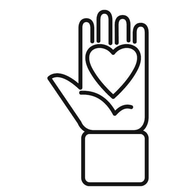 La mano que sostiene el corazón donación de caridad voluntario icono sin fines de lucro