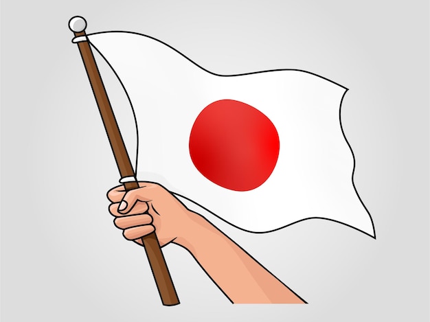 Mano que sostiene el dibujo vectorial de la bandera de japón