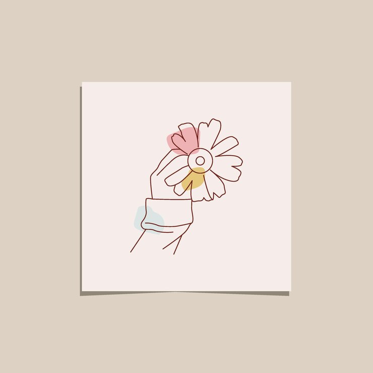 Vector mano que sostiene la ilustración de la flor