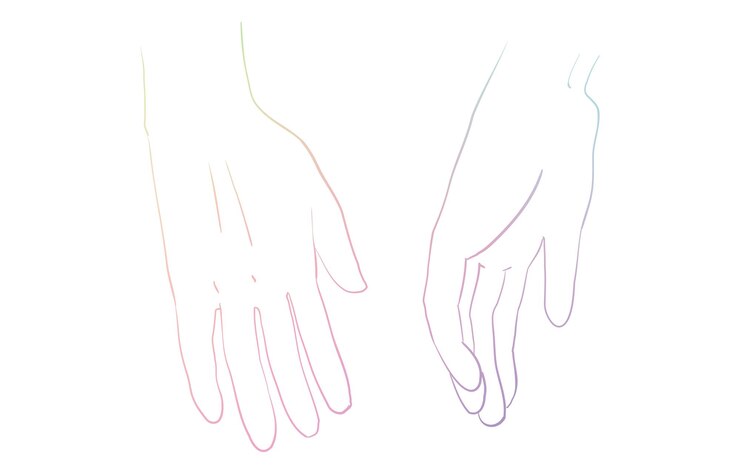 Vector mano que sostiene la línea del arco iris del icono del vector