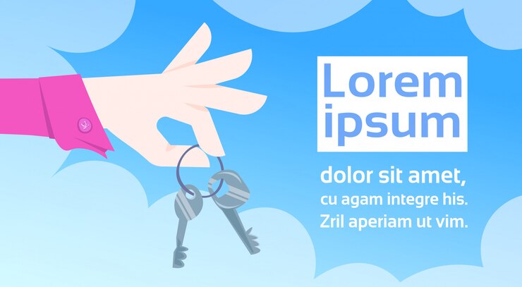 Vector mano que sostiene las llaves de la casa en diseño plano