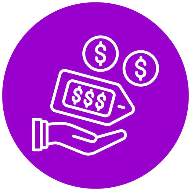 una mano que sostiene un signo de dólar con las palabras billetes de dólar en él