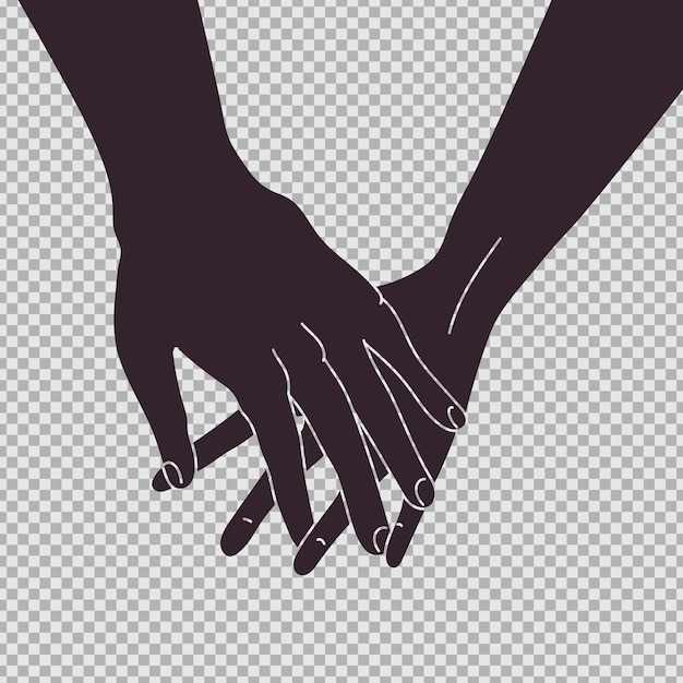 Mano que toca la mano Mano que sostiene la otra mano Ilustración vectorial de pareja