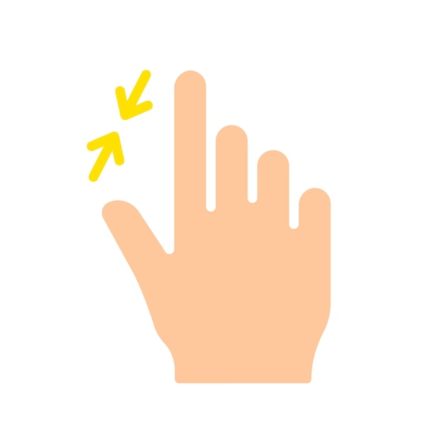 Vector la mano reduce el icono de la línea de imagen controla el panel táctil, la tableta, el sensor del teléfono, los dispositivos de pantalla táctil, icono de color vectorial sobre un fondo blanco para negocios y publicidad