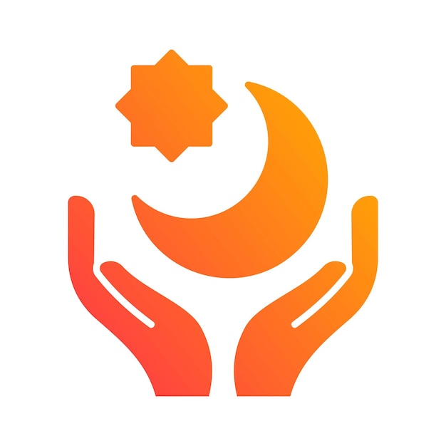 Mano rezando religión islámica gradiente icono botón vector ilustración