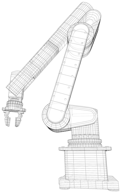 Mano de robot industrial aislada en blanco representación vectorial técnica de d