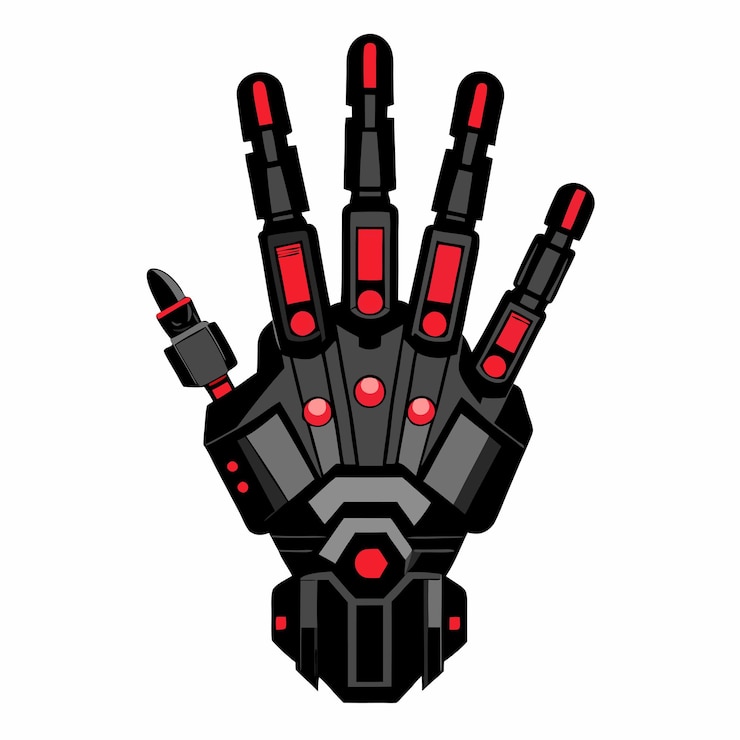 Vector la mano robótica innovadora en movimiento