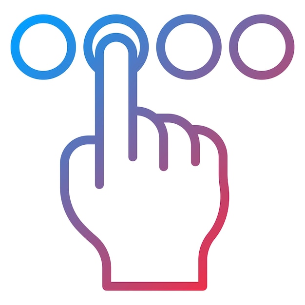 Vector una mano rosa y azul apuntando a la derecha con el número 0 en ella