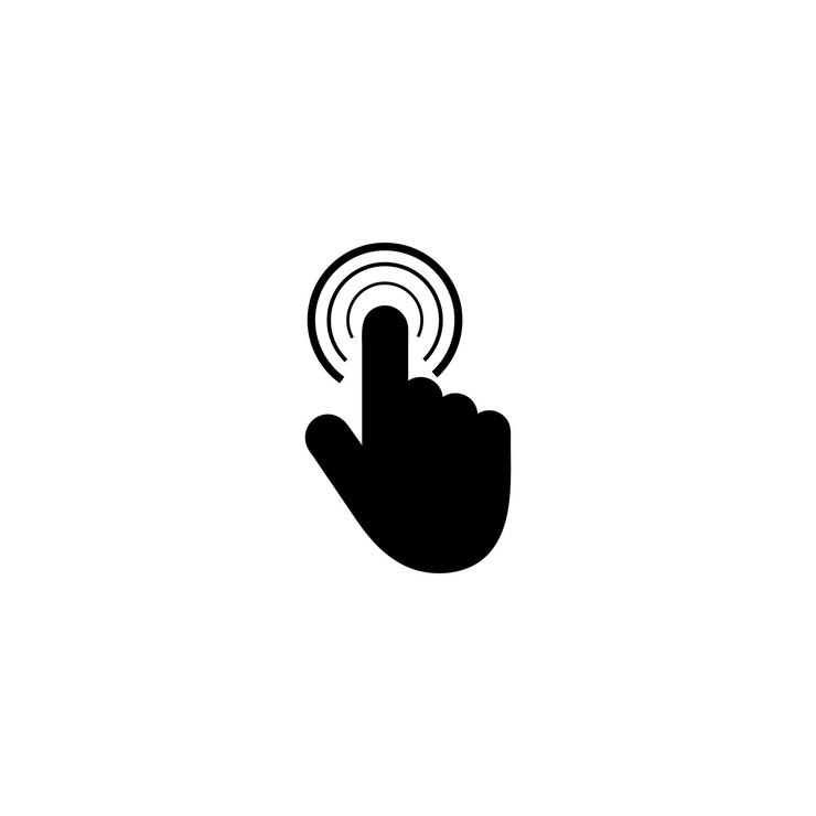 Vector una mano señalando el botón que dice señalando la mano