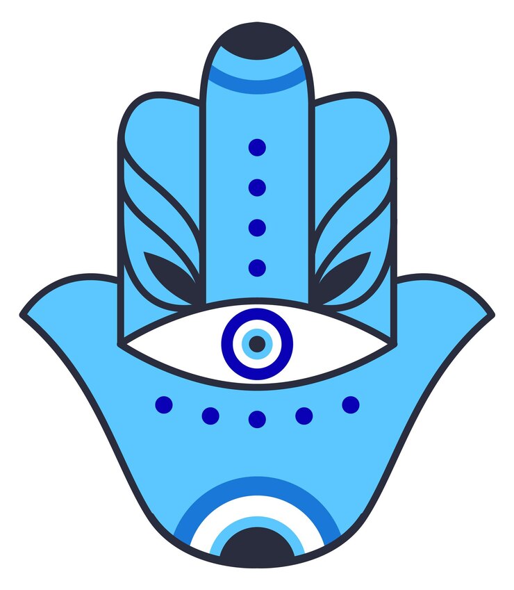 Vector la mano con el símbolo del ojo el signo misterioso del oráculo tribal