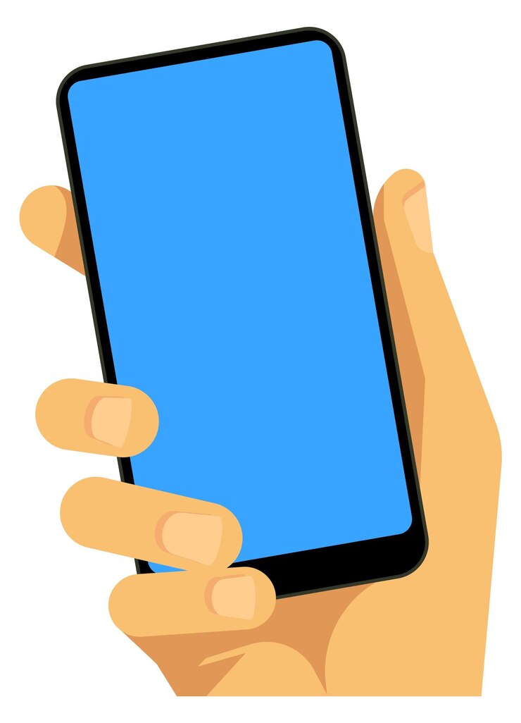 Vector mano con smartphone plantilla de aplicación de pantalla de teléfono en blanco