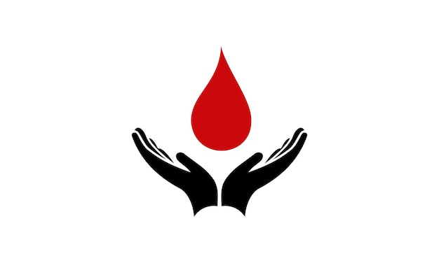 mano sostenga el icono de la gota de sangre, mano donar sangre logo vector