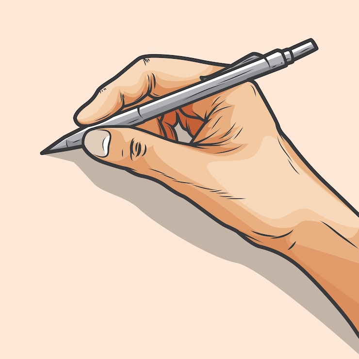 Vector mano sosteniendo un bolígrafo escribirá algo