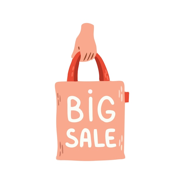 una mano sosteniendo una bolsa que dice gran venta