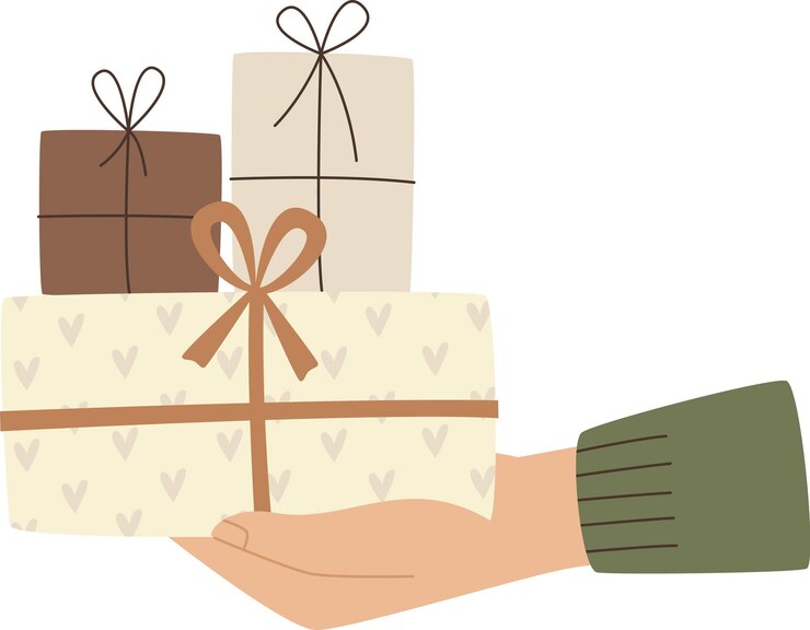 Vector mano sosteniendo cajas de regalo