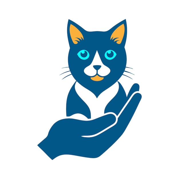una mano sosteniendo un gato que tiene ojos azules