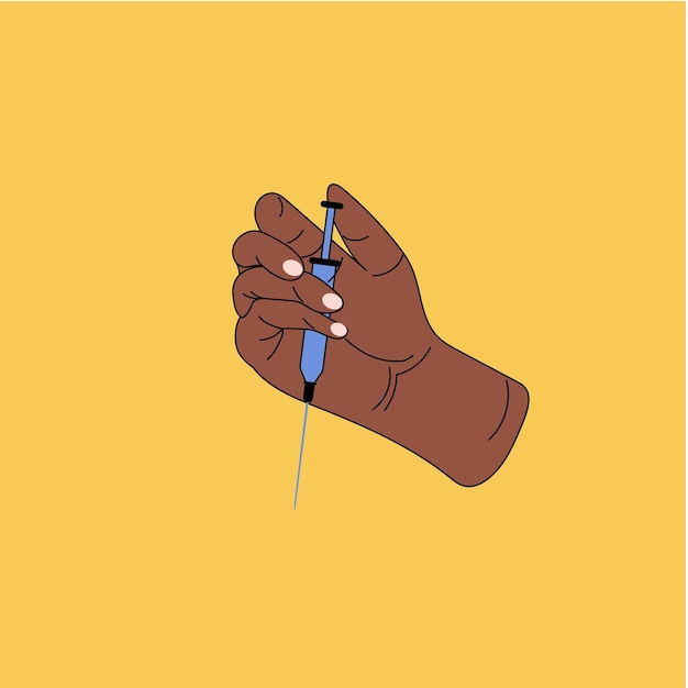 mano sosteniendo la ilustración de la jeringa