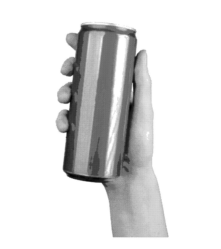 Vector mano sosteniendo una lata de aluminio en blanco para cerveza gaseosa u otras bebidas recipiente metálico diseñado