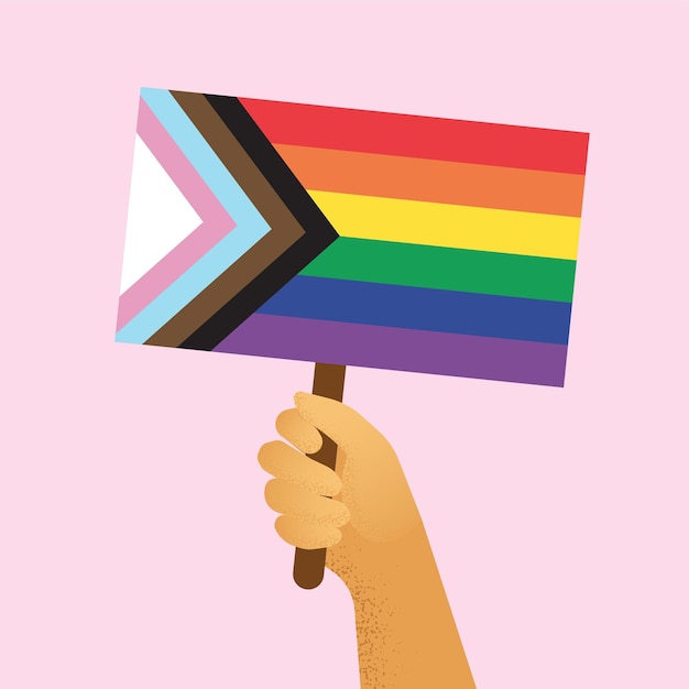Mano sosteniendo nueva bandera LGBTQx9