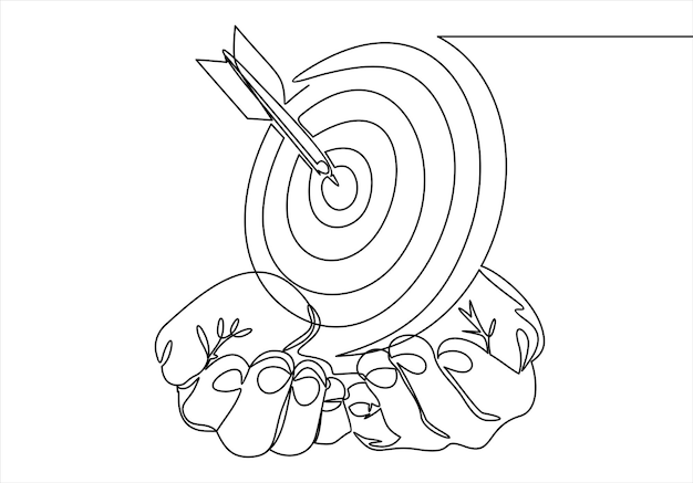 Una mano sosteniendo un objetivo con flechas en el centro.