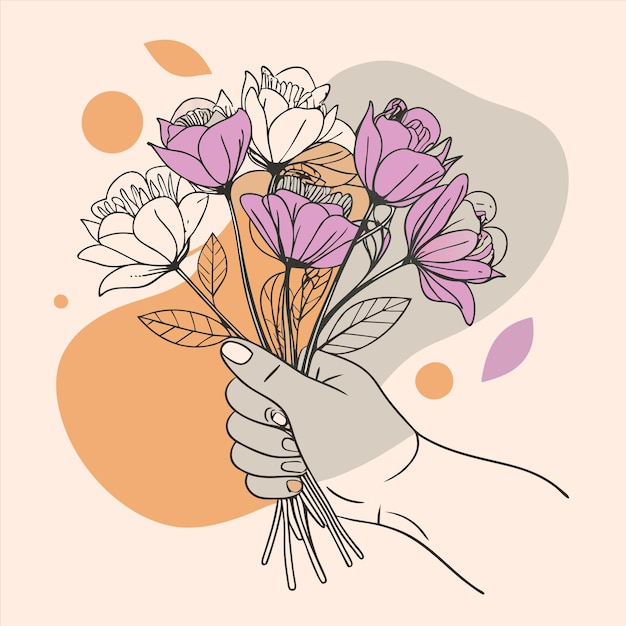 una mano sosteniendo un ramo de flores que dice "flores"