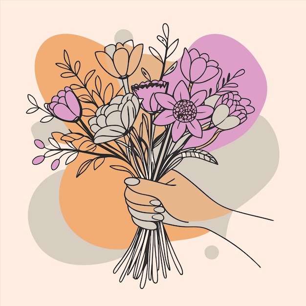una mano sosteniendo un ramo de flores que dice "flores"