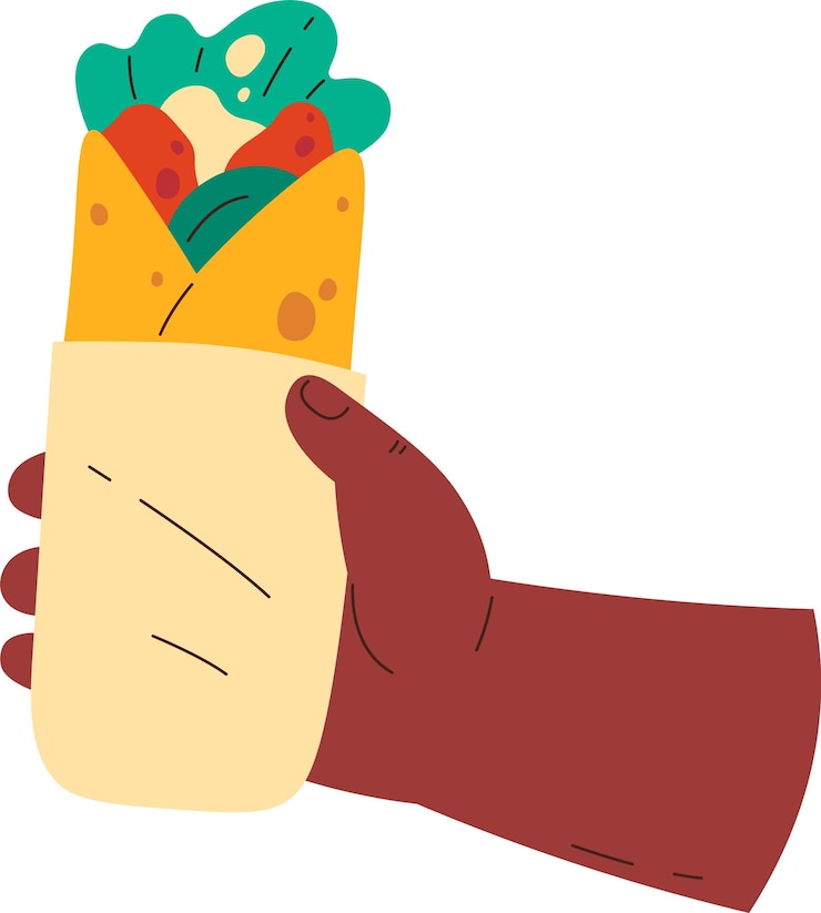 Vector mano sosteniendo shawarma