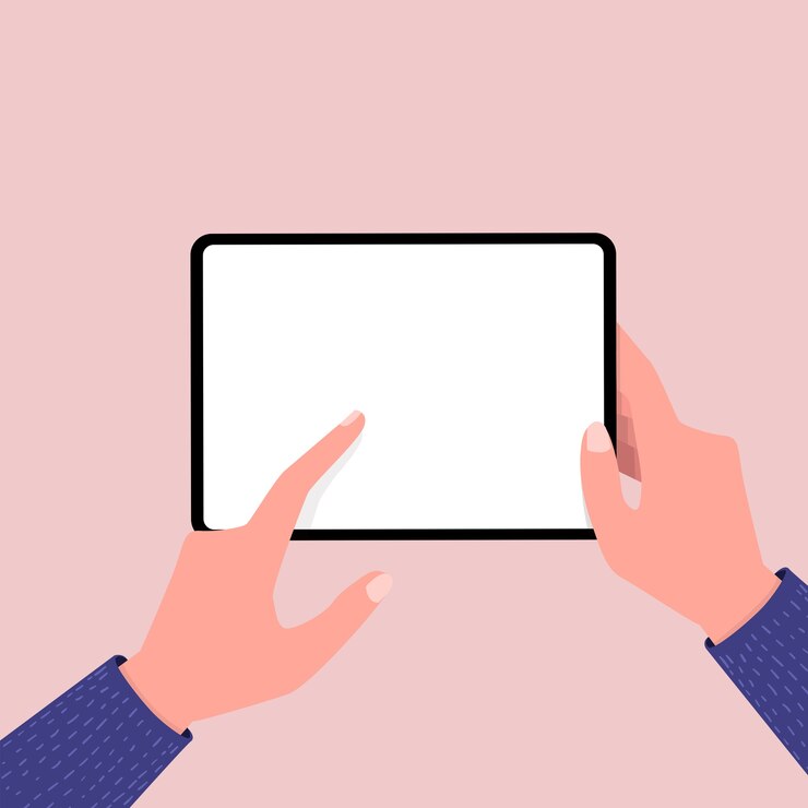Vector mano sosteniendo una tableta