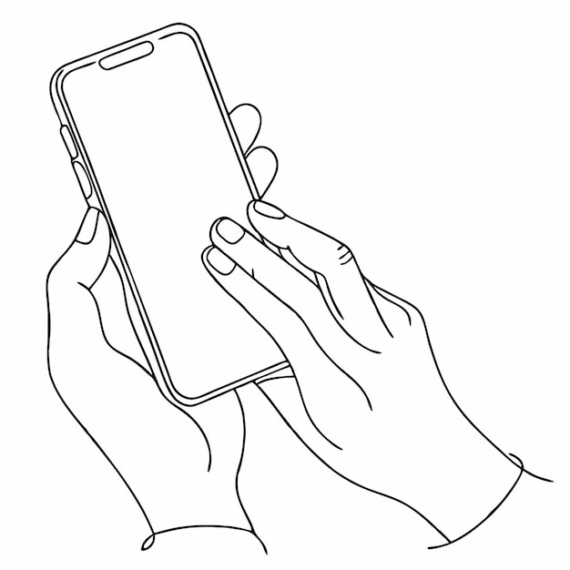 Una mano sosteniendo un teléfono inteligente ilustración de arte de línea continua ilustración vectorial 1