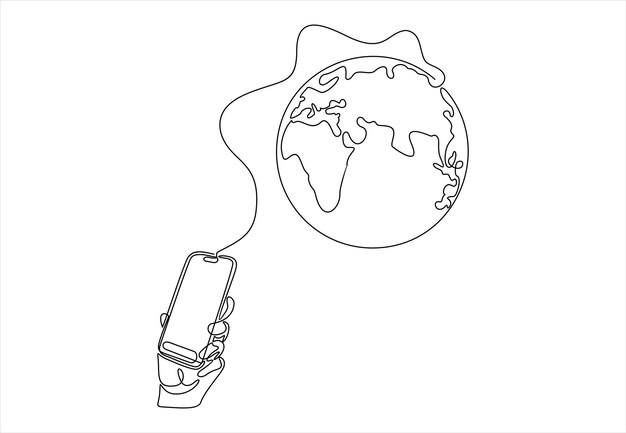 mano sosteniendo un teléfono móvil blanco vacío con globo
