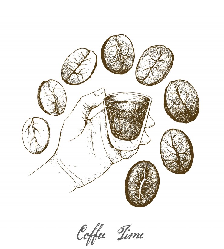 Vector mano sosteniendo un trago de café espresso