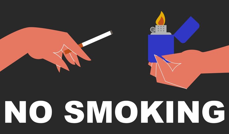 Vector la mano sostiene un cigarrillo. no fumar. ilustración vectorial en minimalismo plano.