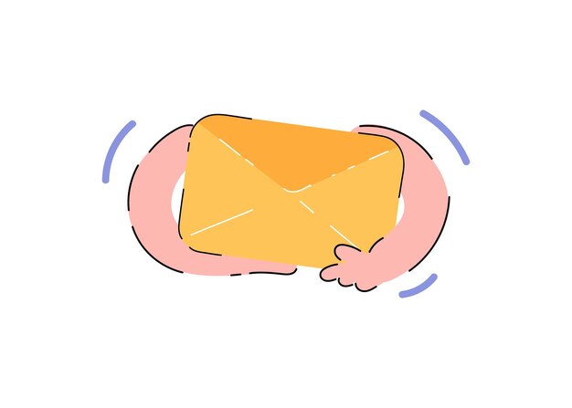La mano sostiene un elemento envolvente para presentaciones, aplicaciones y sitios. Ilustración de vector plano de moda.