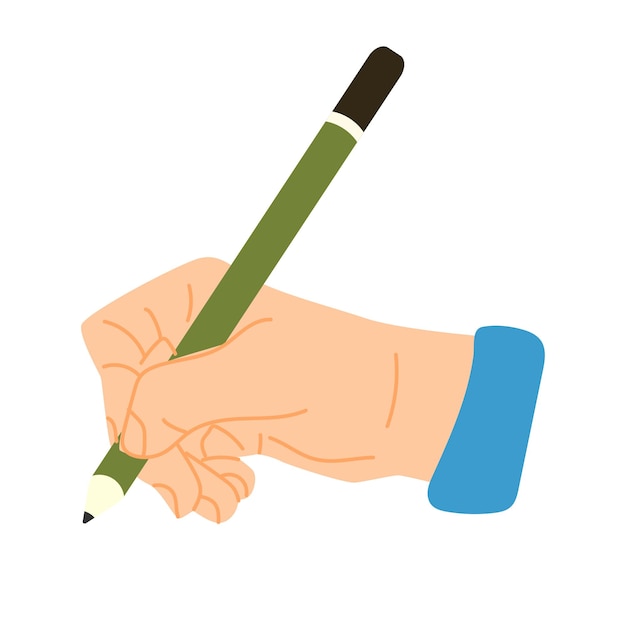 La mano sostiene un lápiz ilustración de vector plano estilo moderno icono mano
