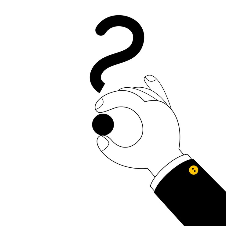 Vector la mano sostiene un signo de interrogación.