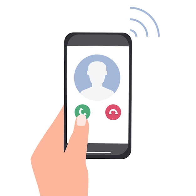 Una mano sostiene un teléfono inteligente con una llamada entrante