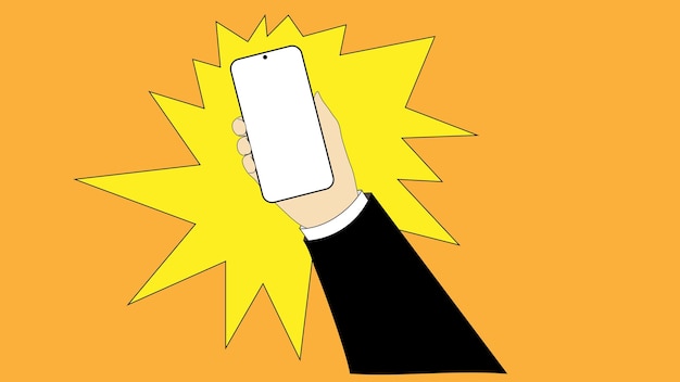 La mano sostiene el teléfono Pago en línea Teléfono móvil en la mano Teléfono nueva tecnología