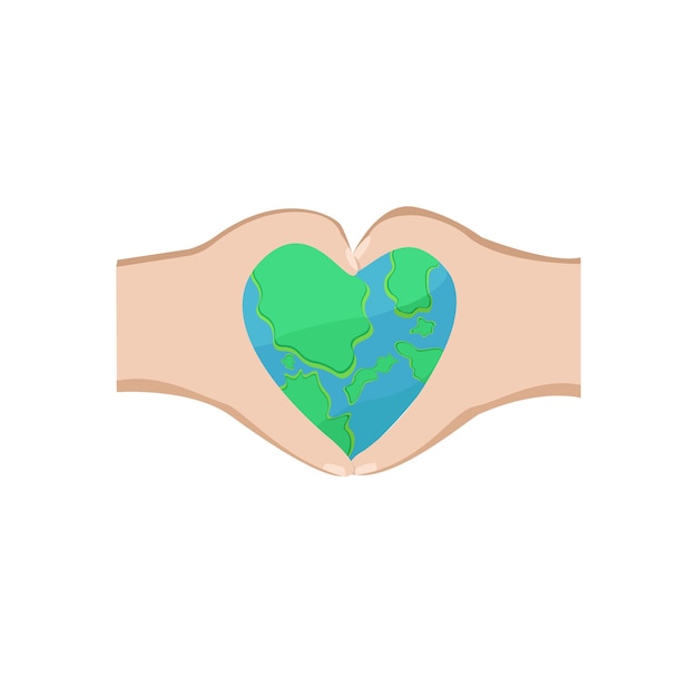mano, tenencia, tierra, corazón, ilustración