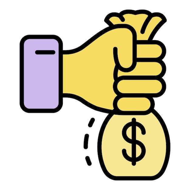 Mano tomar soborno bolsa de dinero icono Contorno mano tomar soborno bolsa de dinero vector icono color plano aislado