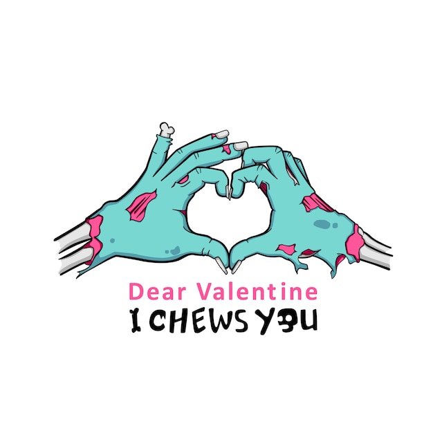 Mano zombie haciendo el signo de amor, te mastica