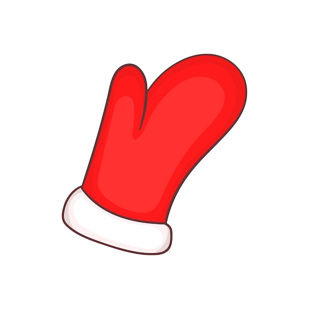 Manopla de Navidad tejida en estilo de dibujos animados aislado en la ilustración de vector de fondo blanco