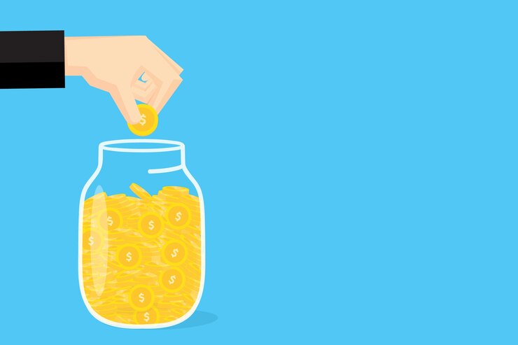 Vector manos ahorrando dinero para las finanzas de negocios.