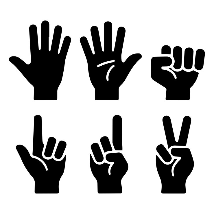 Vector manos aisladas en un fondo blanco ilustración del contorno vectorial de la colección de manos
