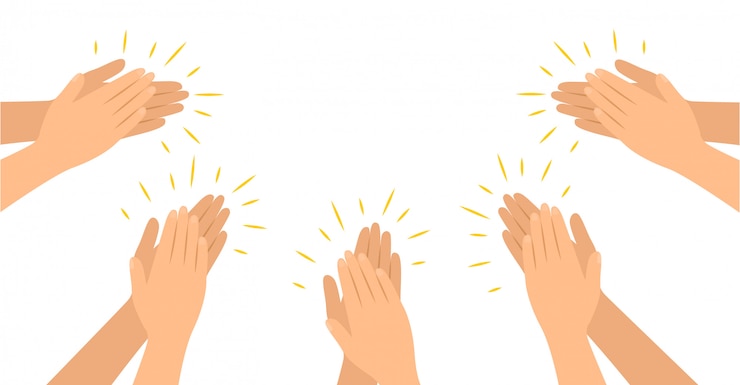 Vector las manos aplauden en estilo plano, aplausos felicitaciones.