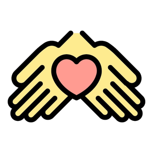 Manos de apoyo icono contorno vector Ayuda de mano Cuidado donar color plano