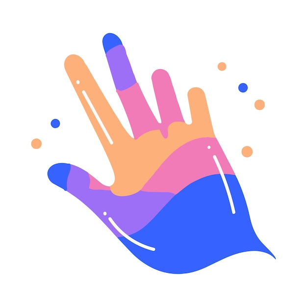 Las manos del arco iris en estilo plano aisladas en el fondo