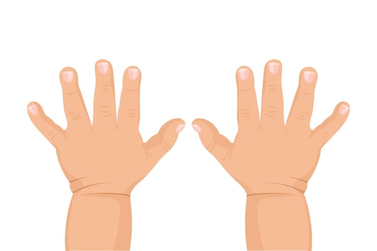 Vector manos del bebé sobre un fondo blanco imprimir logotipo recién nacido ilustración vectorial