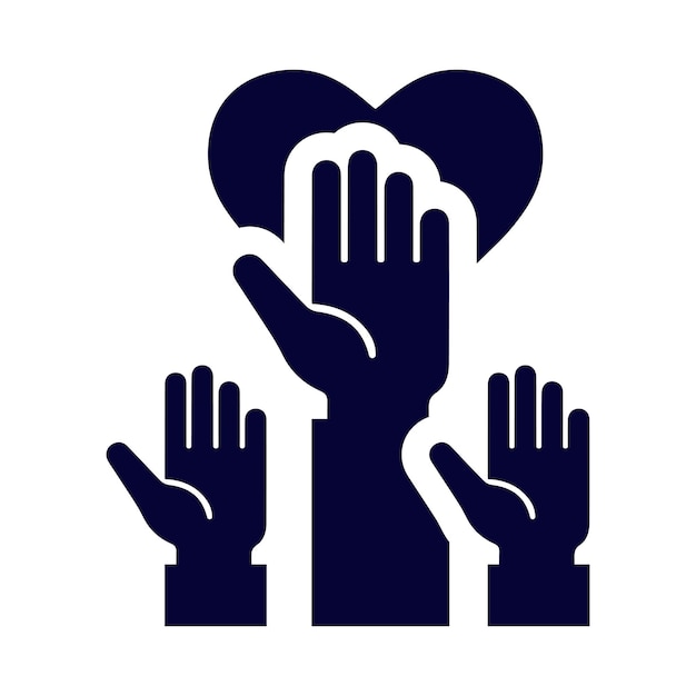 manos con corazones caridad voluntarios organización de voluntarios levantado ayudando manos icono