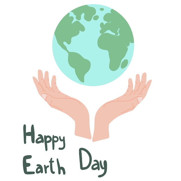 Manos y día de la Tierra planeta feliz día de la Tierra.
